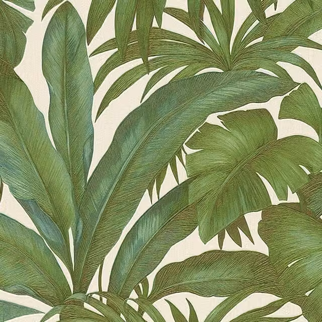 Versace Giungla Botanical Palm Leaf Textured Vinyl Wallpaper in Green