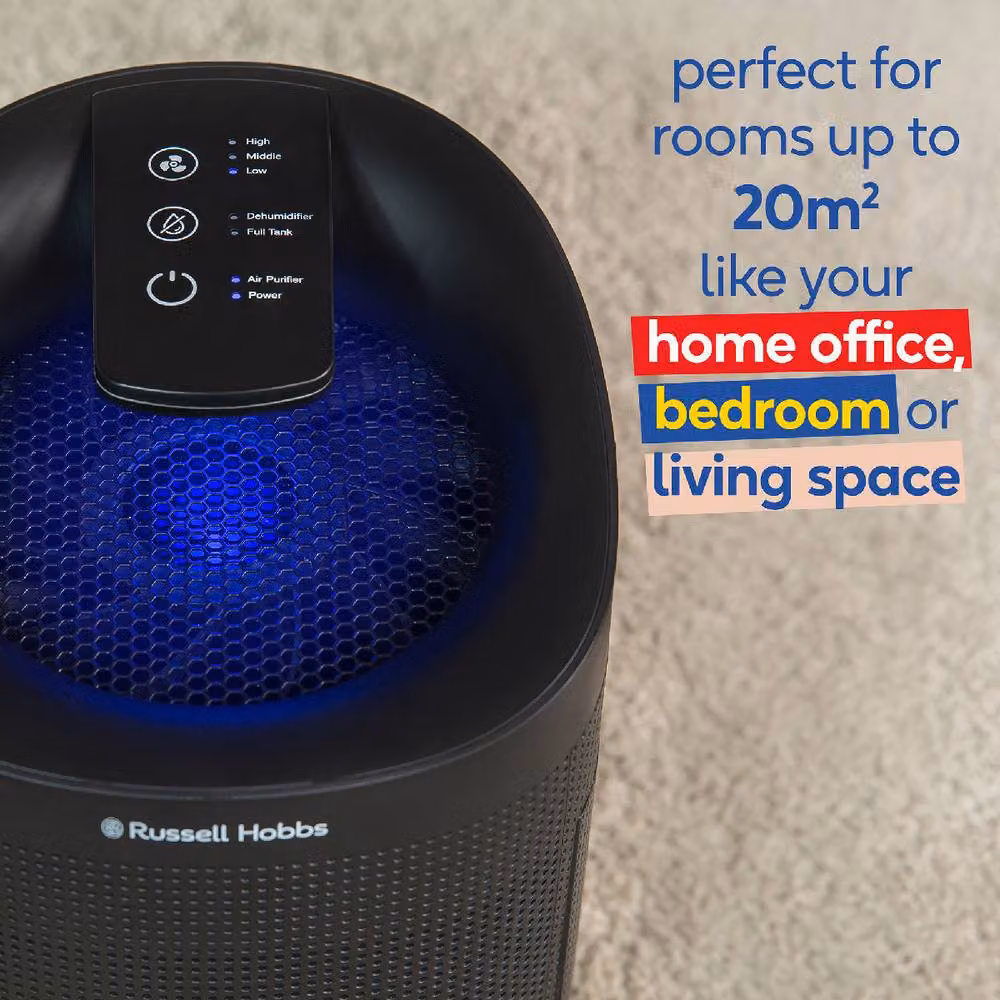 Russell Hobbs 1L 2-in-1 Dehumidifier with LED Lighting and Auto Cut Off, Black (RHDH1101) – 5