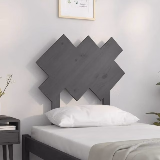 Berkfield Home Beautiful Bed Headboard in Grey, Solid Pine Wood, W/D/H: 72.5 x 3 x 81 cm