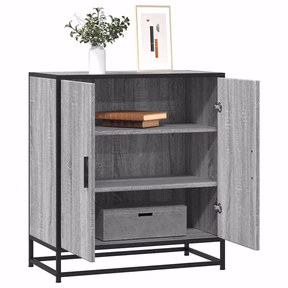 Berkfield Home Grey Sonoma Sideboard in Engineered Wood and Metal, W/D/H: 68 x 35 x 76 cm – 2