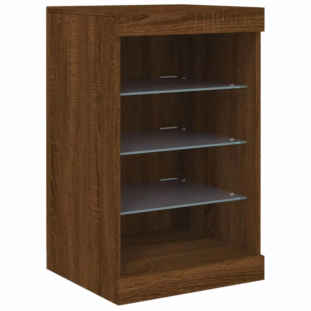 Berkfield Home Modern Brown Oak Sideboard with Integrated LED Lights W/D/H: 41 x 37 x 67 cm – 3