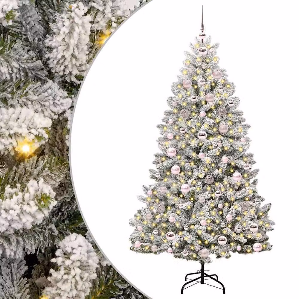 Berkfield Home Elegant Artificial Christmas Tree in Green and White, Height: 180 cm – 2