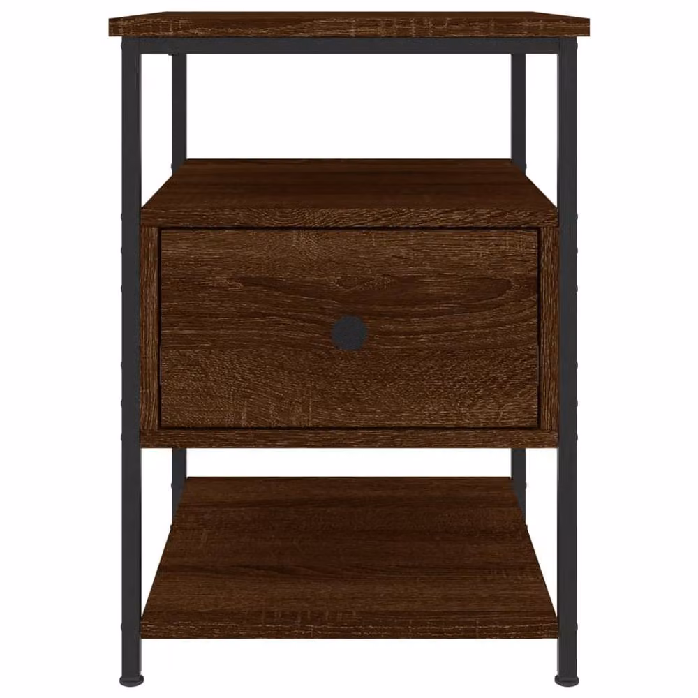 Berkfield Home Set of 2 Durable Bedside Cabinets in Brown Oak, W/D/H: 40 x 42 x 56 cm – 5