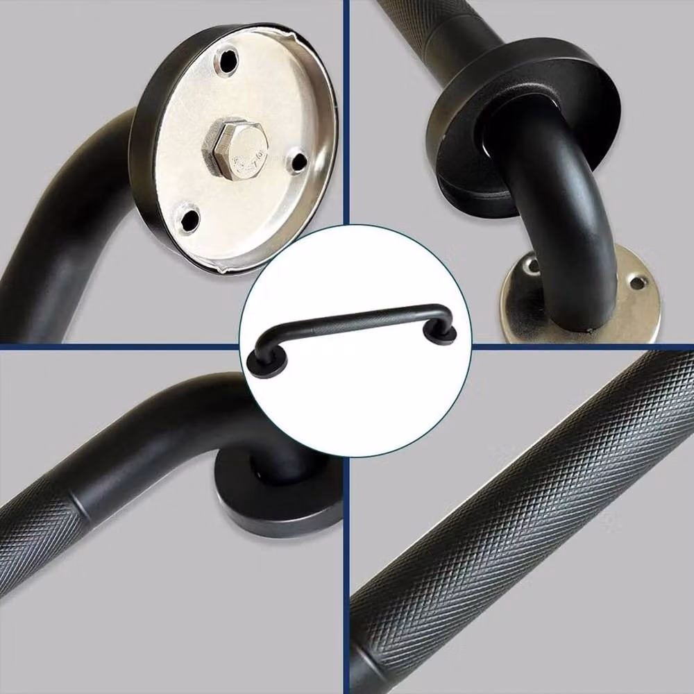 PAWNORA 2-Piece Stainless Steel Shower Tub Grab Bar Set in Matt Black – 4