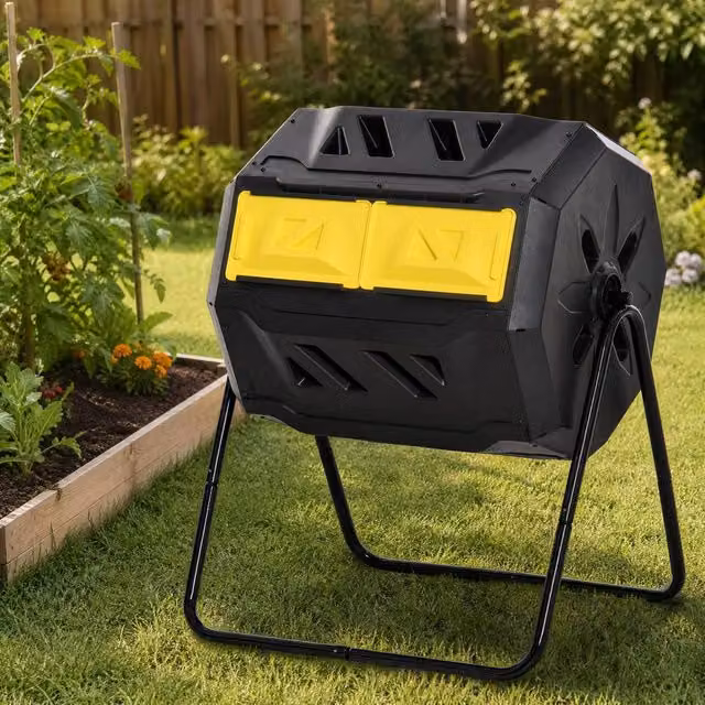 STILVORA 160L Rotating Double Chamber Garden Composter in Black – 1