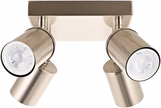 First Choice Lighting Larbert 4 Way Adjustable LED Spotlight Fitting in Silver Brushed Nickel