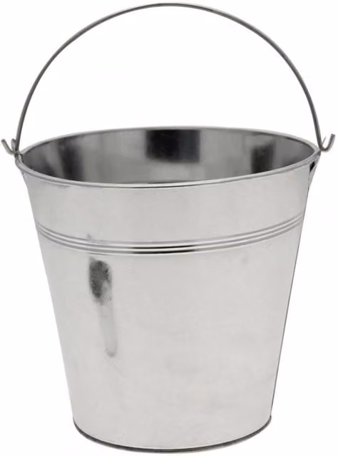 KDMD Silver Galvanised Metal Buckets, 2 Pack, Diameter: 18 cm