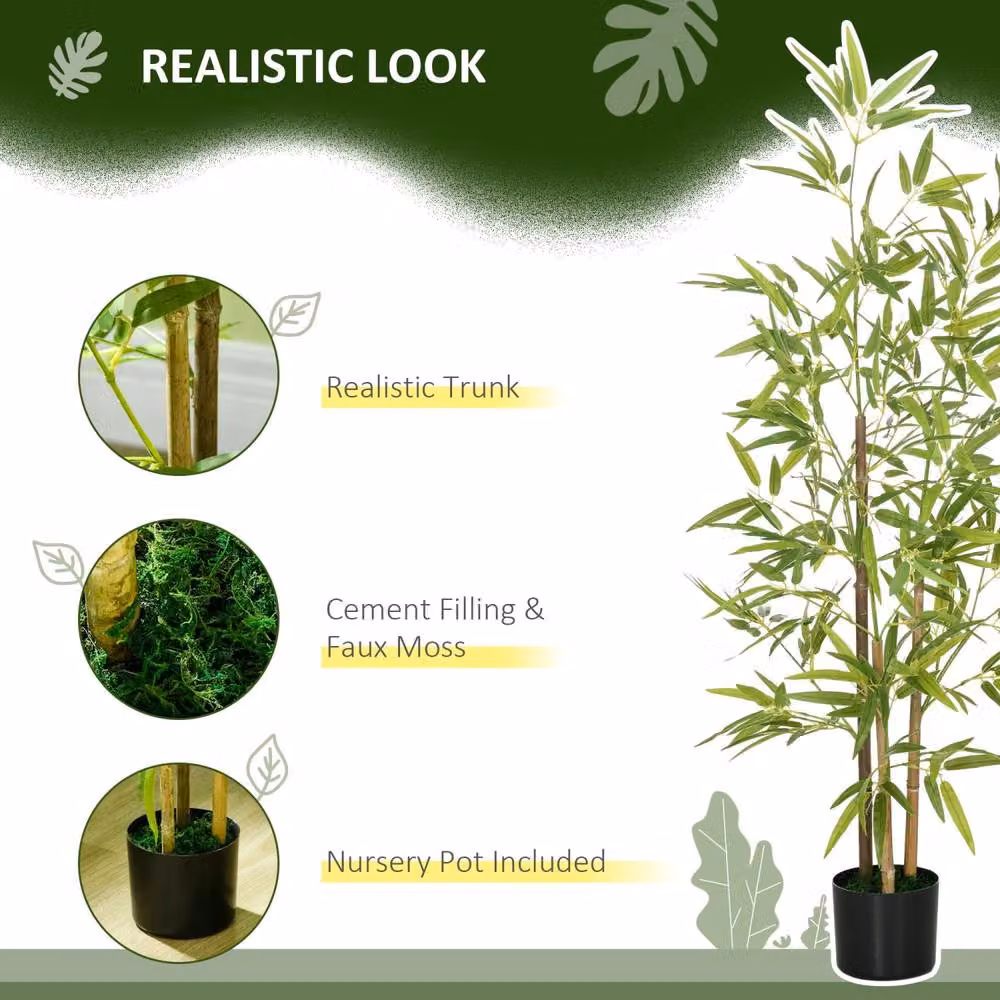 Wyld Haus Artificial Bamboo Tree in Green with Black Pot, Height: 120 cm – 5