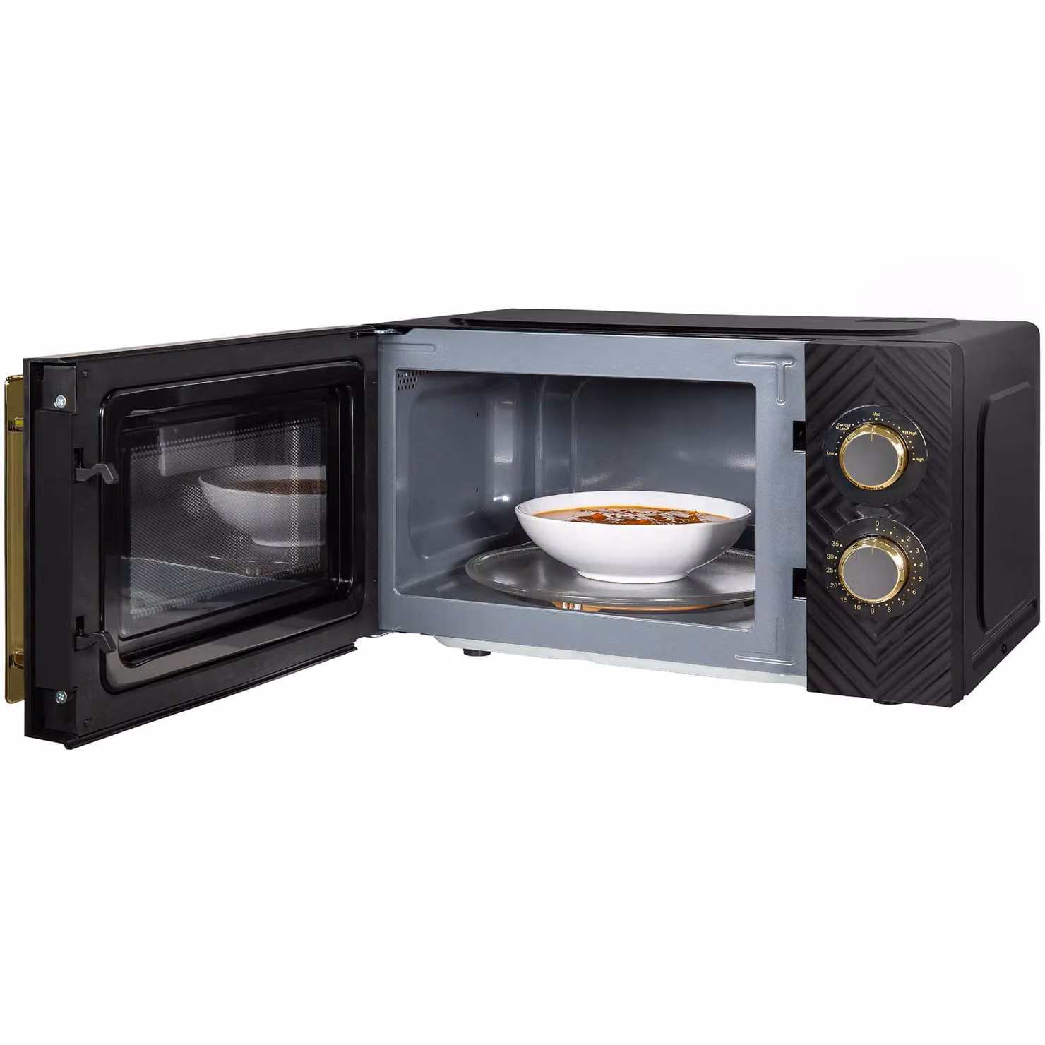 Russell Hobbs Manual Groove Solo Microwave, 17 Litre, 700W, Black and Gold – 7