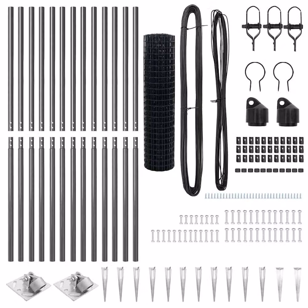 Berkfield Home Modern Euro Fence in Grey Galvanised Steel with 13 Spike Posts, W: 25 m, H: 1.2 m – 4