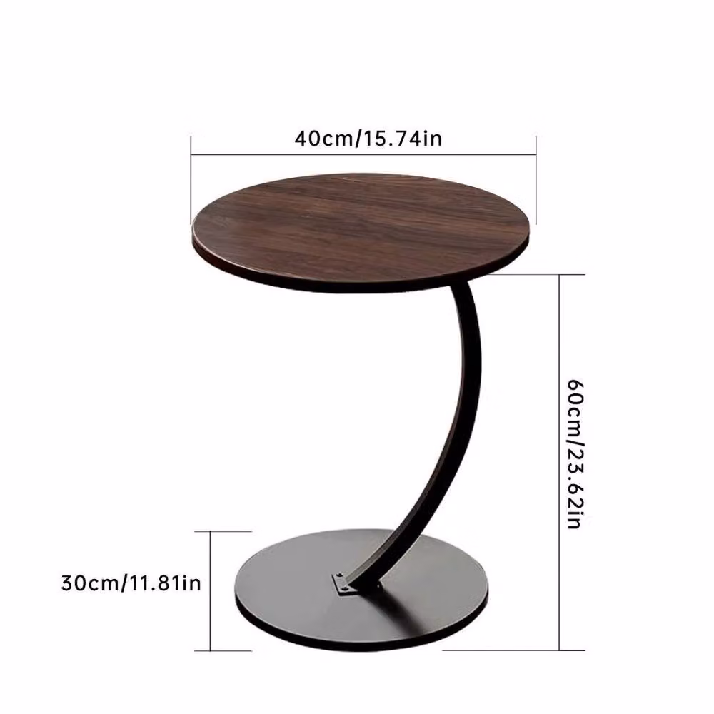 EONLION Brown Wood C-Shaped Compact Sofa Side End Table – 2