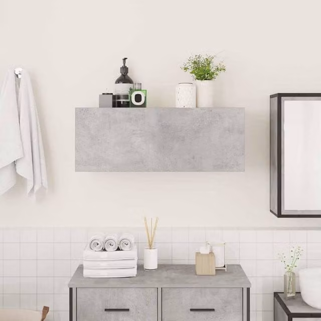 Berkfield Home Decorative Bathroom Wall Cabinet in Concrete Grey, W/D/H: 80 x 25 x 30 cm – 1