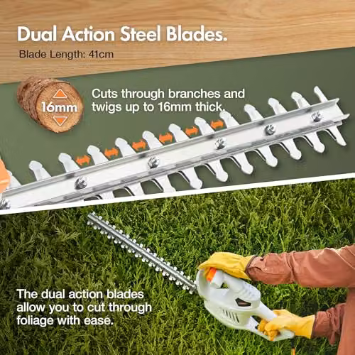 VonHaus Grey Reciprocating Mains Hedge Trimmer with Steel Blades – 3