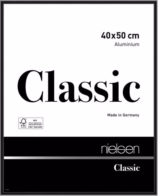 Nielsen Design Classic Single Rectangular Picture Frame in Black with Metal and Glass Front, W: 40 cm, H: 50 cm
