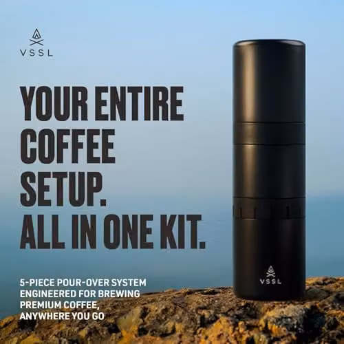VSSL Nest Pour-Over Coffee Kit with Two Double Wall Insulated Mugs in Black – 3