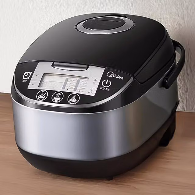 Livingandhome 5L Rice Cooker with Steamer and 11 Multicook Functions, Black and Silver
