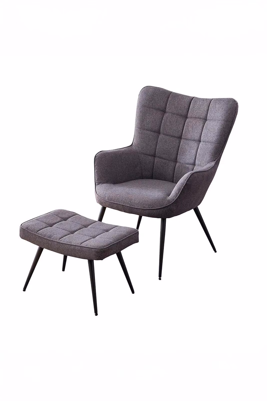 More4Homes Vera Modern Accent Chair and Footstool Set in Charcoal Grey Fabric – 2