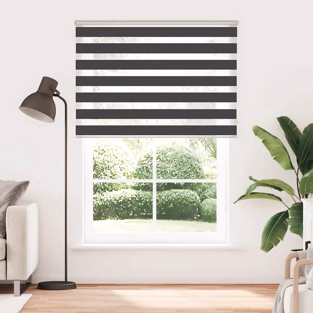 Berkfield Home Zebra Day and Night Blind in Black Polyester, W: 155 cm, H: 200 cm – 2