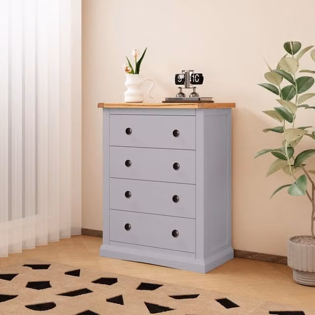 Cabinet Bits Rocca 4 Drawer Chest of Drawers in Grey with Brass Knobs – 1
