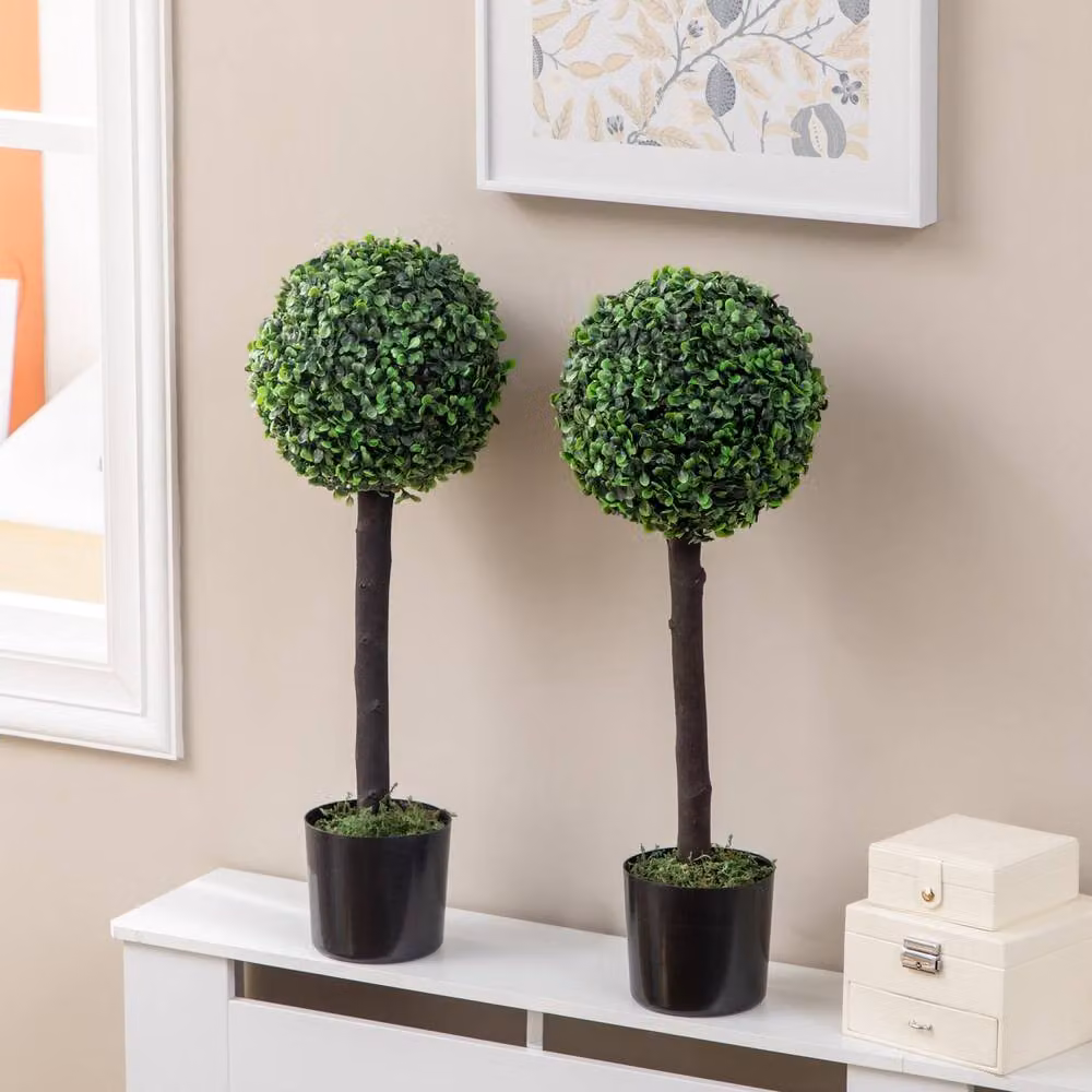 Wyld Haus Rimmo Set of 2 Artificial Green Boxwood Ball Trees – 3