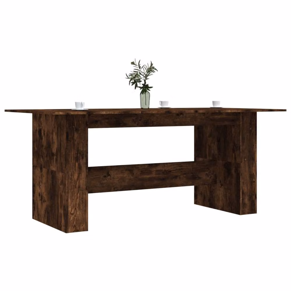 Berkfield Home Smoked Oak Dining Table in Brown, W/D/H: 180 x 90 x 76 cm – 3