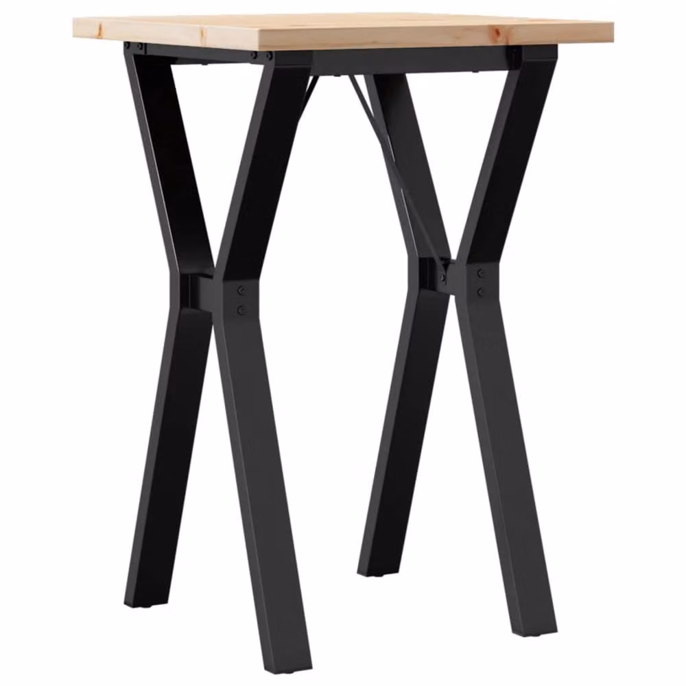 Berkfield Home Y-Frame Square Dining Table in Brown Solid Pine and Steel, W/D/H: 50 x 50 x 75.5 cm – 2