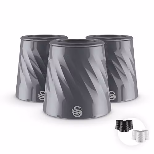 Swan Windsor Set of 3 Metal Canisters for Tea, Coffee and Sugar, Grey with Transparent Lids, 1.3 l Each
