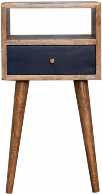 KDMK Modern Mango Wood Bedside Table in Blue and Black