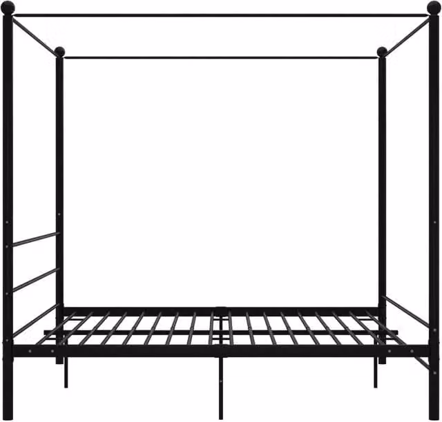 Berkfield Home Durable Metal Canopy Bed Frame, Black, W/D/H: 200 x 200 x 206 cm