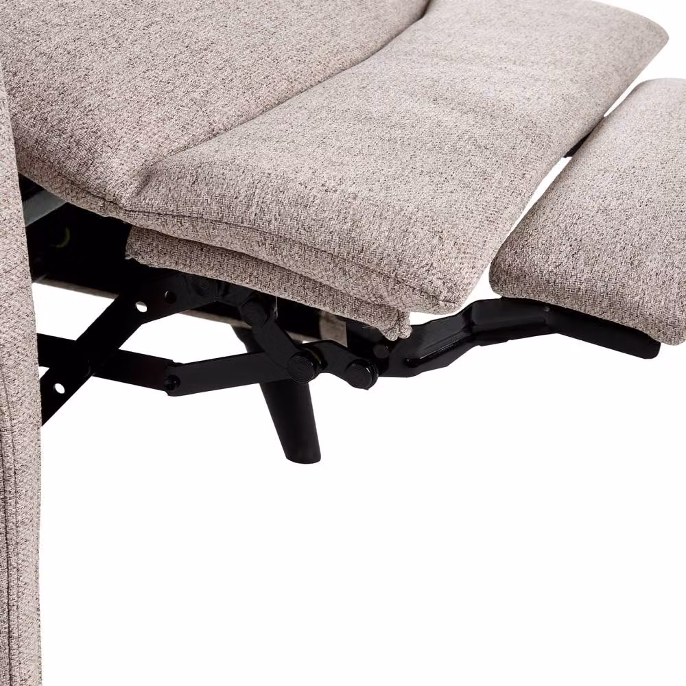 Wyld and Coco Beige Fabric Manual Recliner Chair with Footrest and Metal Frame – 3