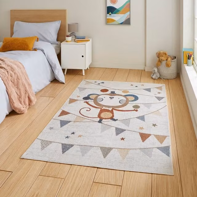 Terrys Vida Kids Recycled Monkey Rug, Multicolour, Machine Woven Polypropylene