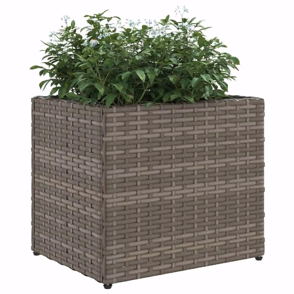Berkfield Home Set of 2 Grey Poly Rattan Garden Planter Tubs, W: 36 cm, D: 30 cm, H: 32 cm – 4
