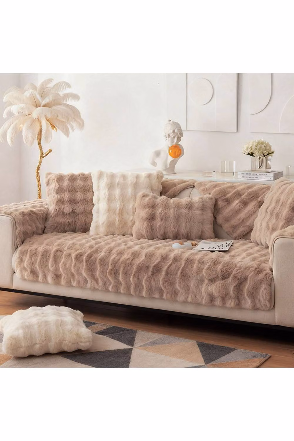 Living and Home Stain Resistant Fleece Sofa Cover in Brown, Small – 2
