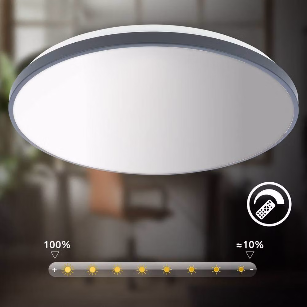 Briloner Anthracite Round LED Ceiling Light with Remote Control and CCT Dimming, Grey – 5