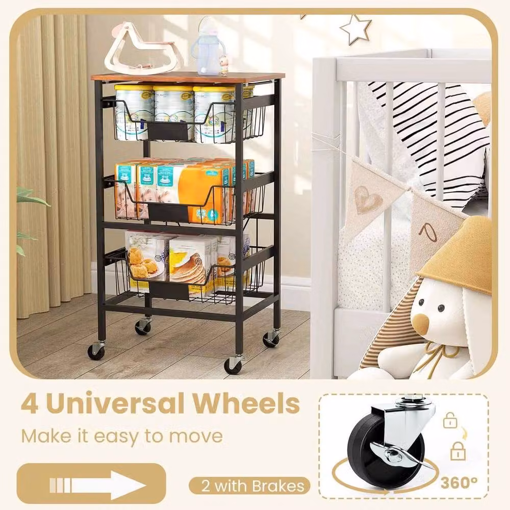 Kelvenix Industrial Rolling Fruit and Vegetable Cart in Black – 3