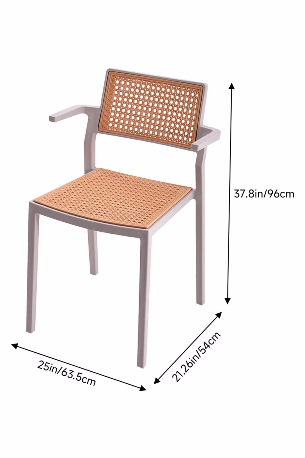Living and Home Set of 4 Grey Pseudo-rattan PP Dining Chairs with Armrests – 2