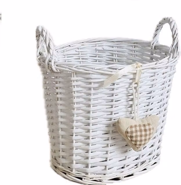 Topfurnishing Oval Deep Shabby Chic Basket in White, Diameter: 17 cm
