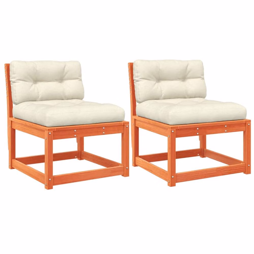 Berkfield Home 2-Piece Garden Sofa Set with Upholstered Fabric Cushions in Wax Brown Solid Pine Wood – 2