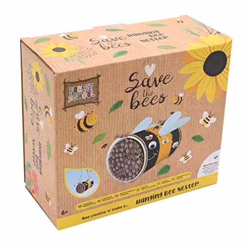 RMS International Save The Bees Creative Kit Hanging Bee Nester, Multicolour Wood