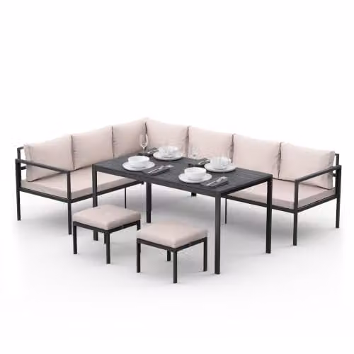 VonHaus Aruba 7 Seater Garden Furniture Dining Set in Grey – 1