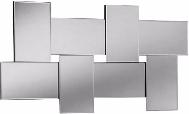 Yearn Mirrors Statement Bevelled Rectangular Wall Mirror in Black, W: 139 cm, H: 76 cm