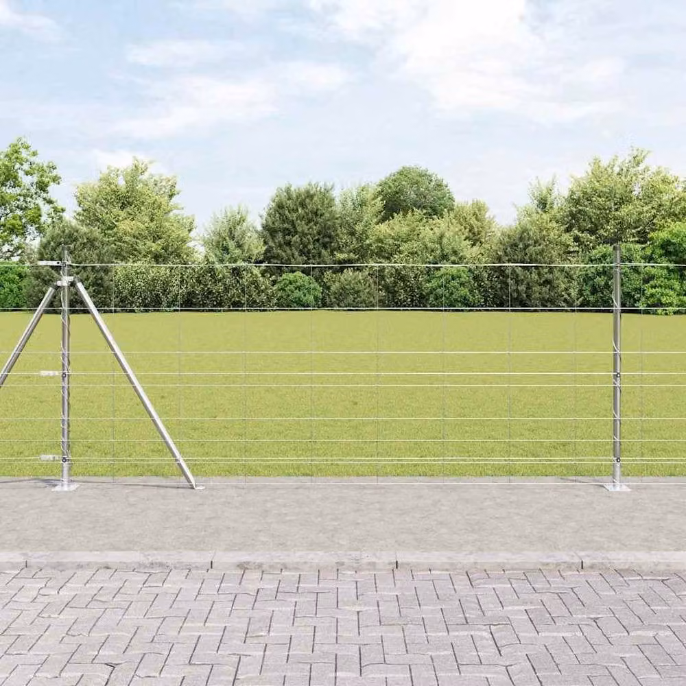 Berkfield Home Field Fence Galvanised Steel in Silver, 1 x 50 m – 2