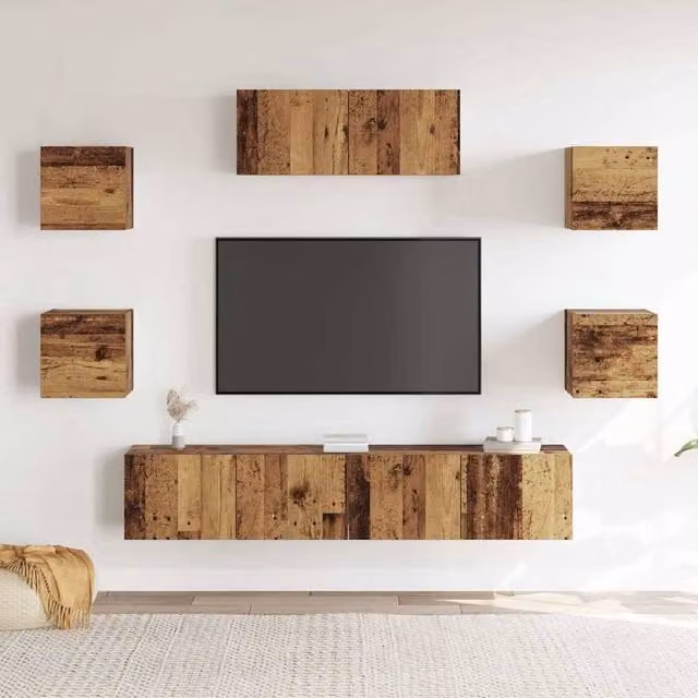 Berkfield Home Classic 5 Piece Wall-Mounted TV Cabinet Set in Brown Wood