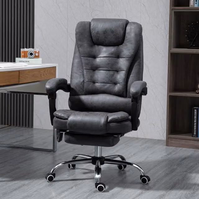 VINSETTO Ergonomic Heated Office Chair with 6-Point Vibration Massage in Dark Grey – 1