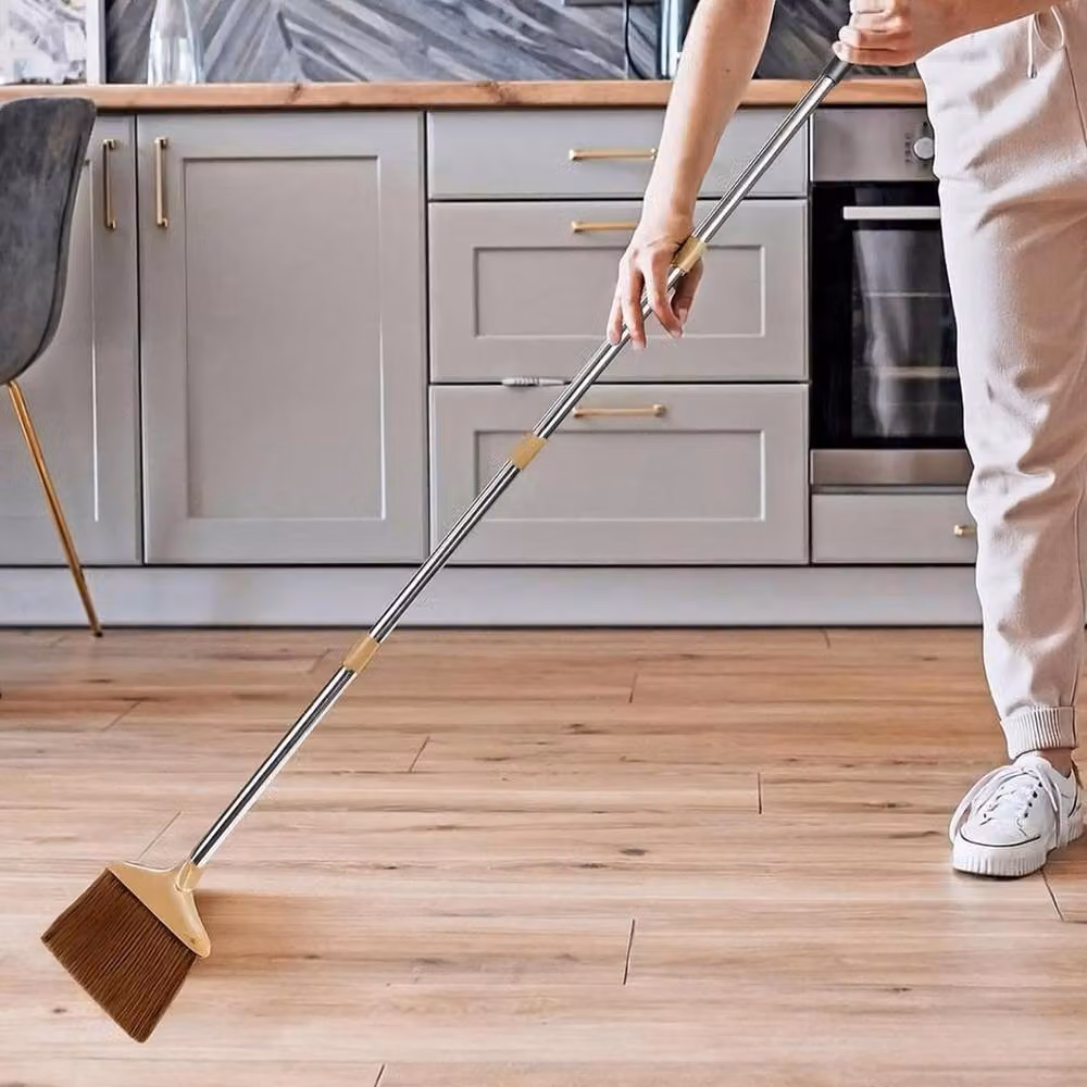 Kelvenix Beige and Brown Long Handled Dustpan and Brush Set with Telescopic Handle – 3