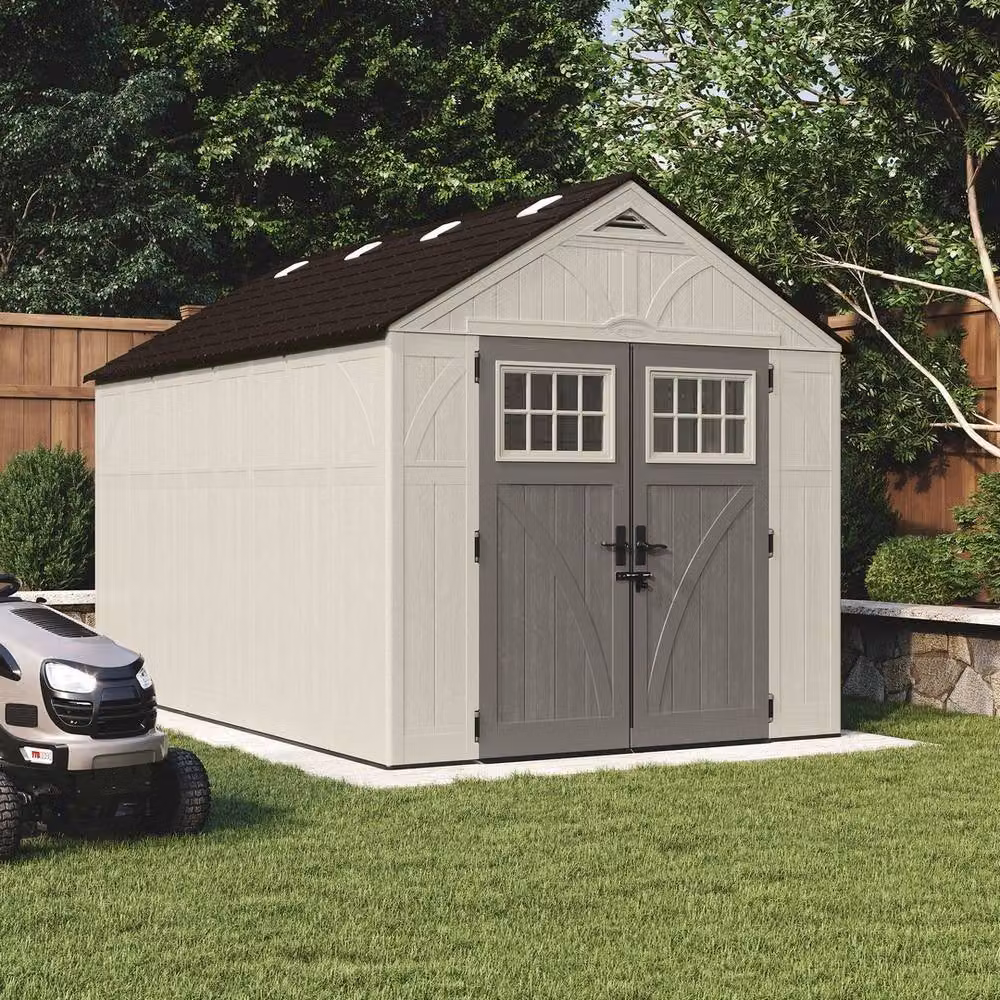 Rowlinsons Tremont Resin Shed in Beige, L403 x W255 x H262 cm – 2