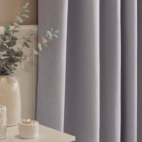OHS Silver Blackout Eyelet Curtains, 2 Panels, W: 116 cm, H: 182 cm – 2