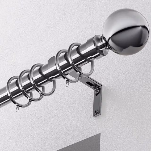 Terrys Metal Ball Curtain Pole, 28mm, Chrome Silver