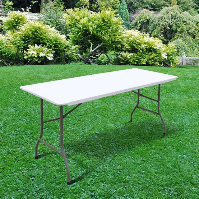 BillyOh Heavy Duty Plastic Folding Outdoor Trestle Table, White