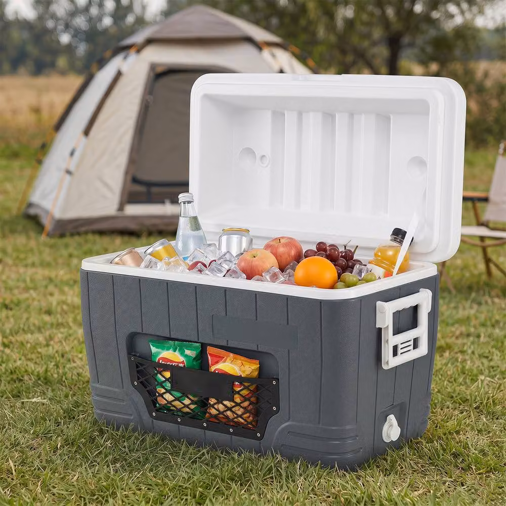 Costway 45L Insulated Portable Hard Shell Ice Chest with Mesh Pocket, Dark Grey – 3